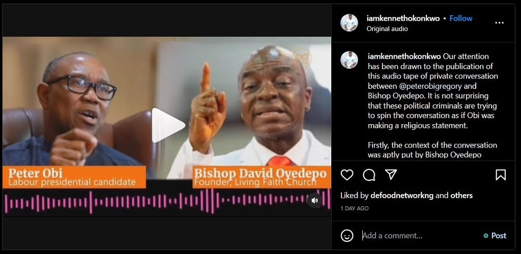 Bishop Oyedepo and Peter Obi