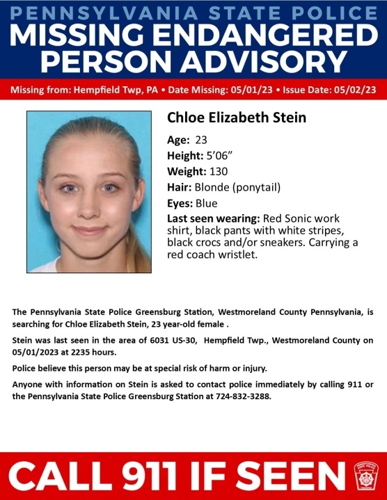 Chloe Stein Missing Greensburg Pa Arrested