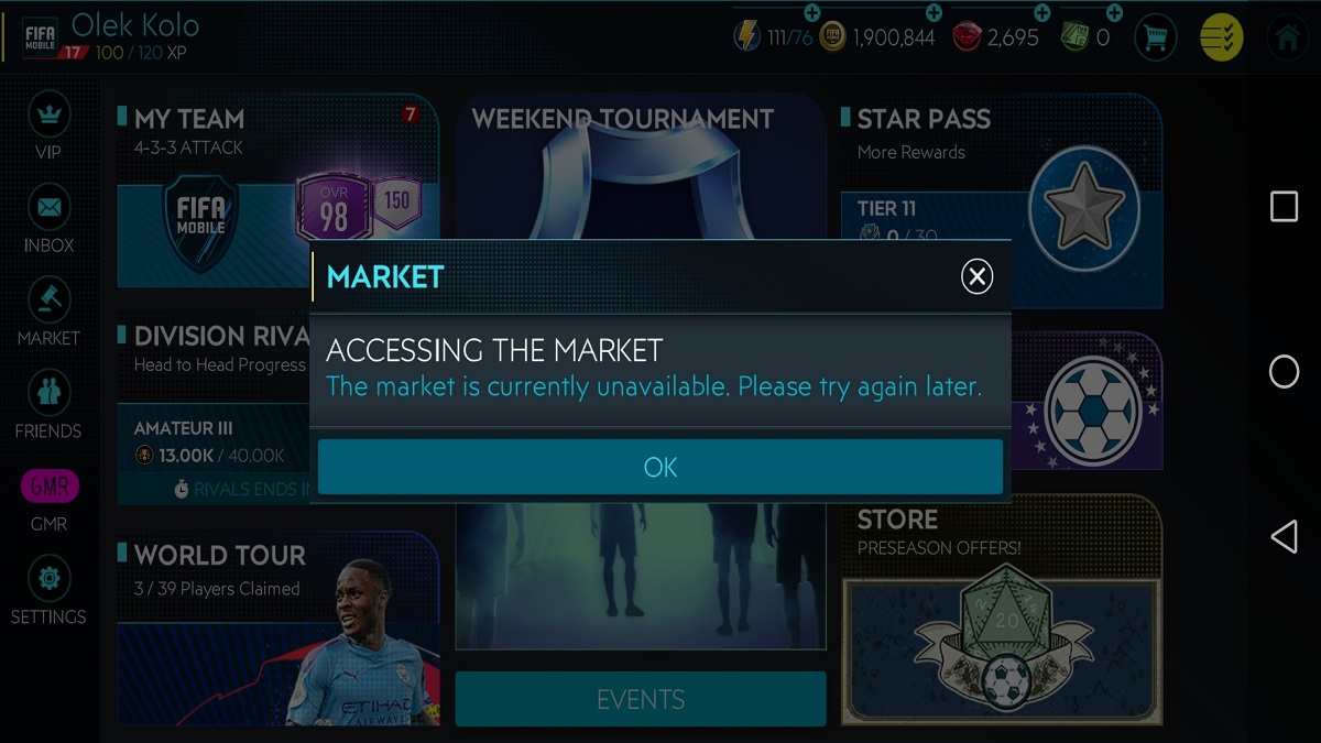 FIFA Mobile Transfer Market Not Working