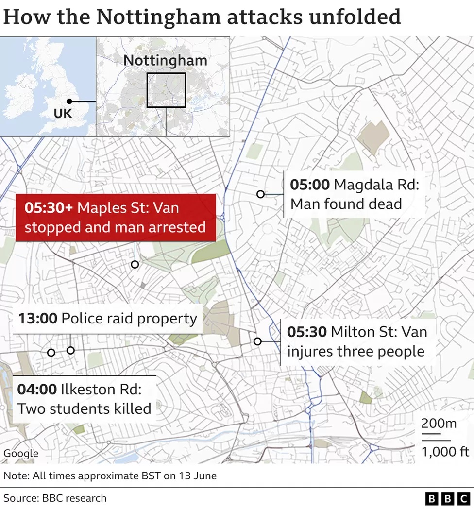 Who was arrested in the Nottingham terror attack Three university students killed