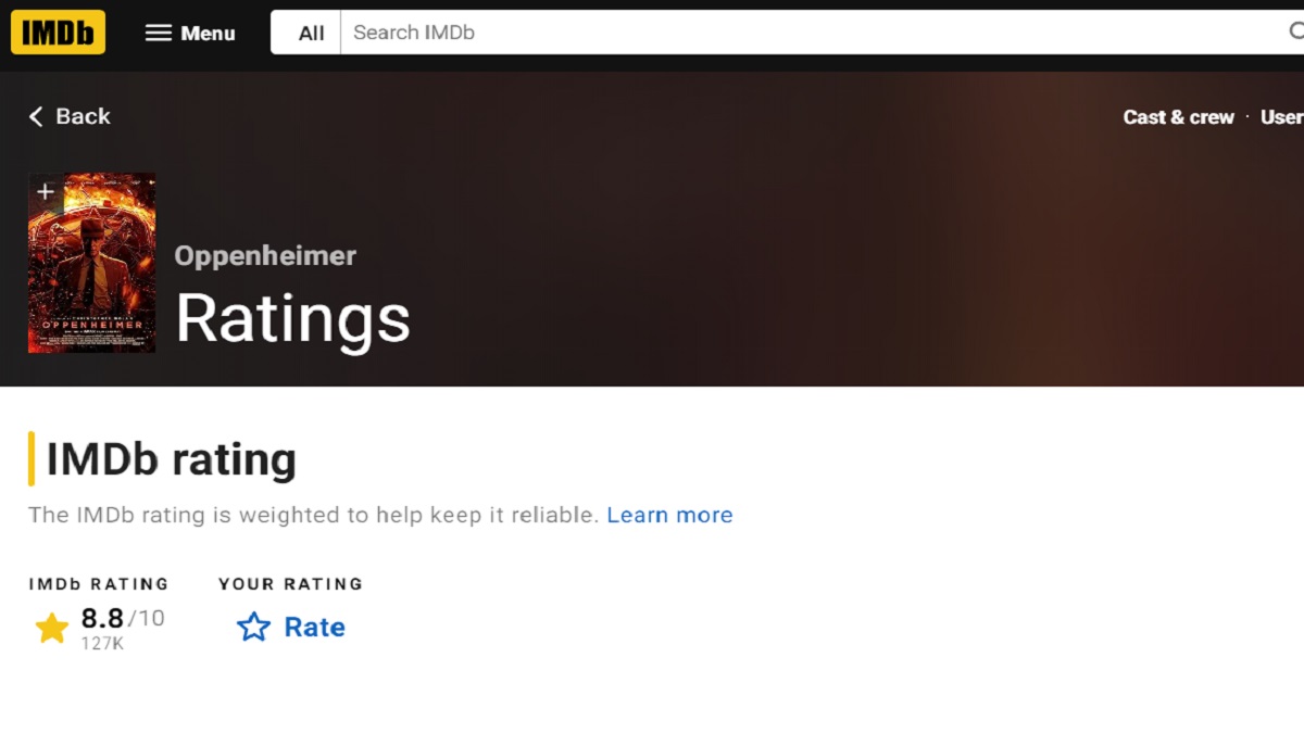 Oppenheimer IMDB Rating