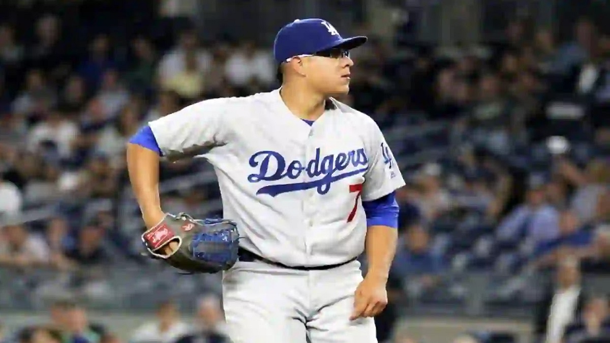 Julio Urías and Daisy Perez attend the Los Angeles Dodgers in