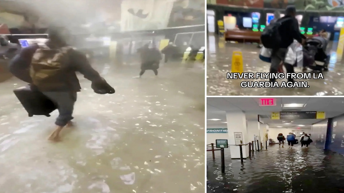 Wild Videos Show LaGuardia Airport Terminal Flooded