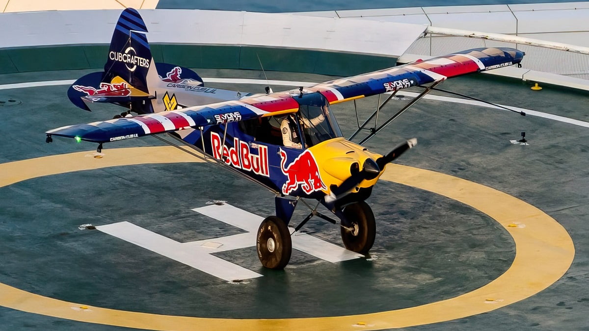 WATCH: Red Bull Plane Landing On Helipad - Pilot Lands Plane On A Helipad