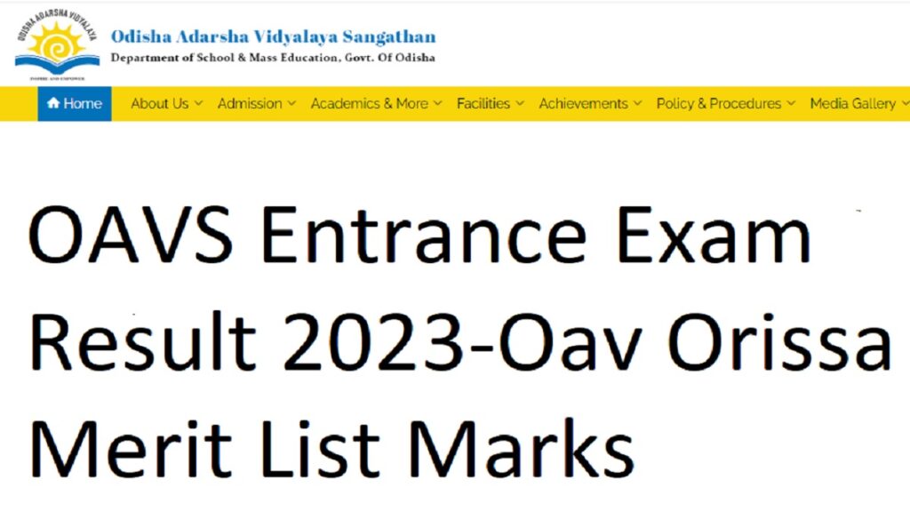 OAVS Odisha Adarsha Vidyalaya Merit List 2023, PDF Link, Class 6 7 8 9 ...