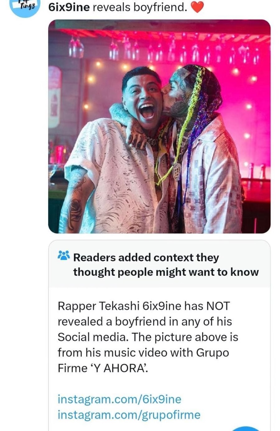 Twitter video of 6ix9ine's boyfriend