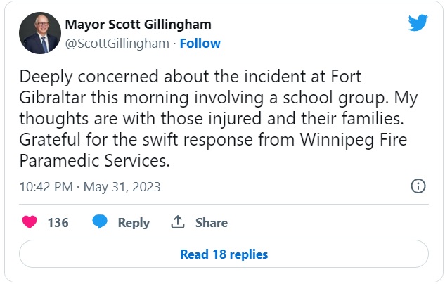 Accident at Winnipeg Fort Gibraltar